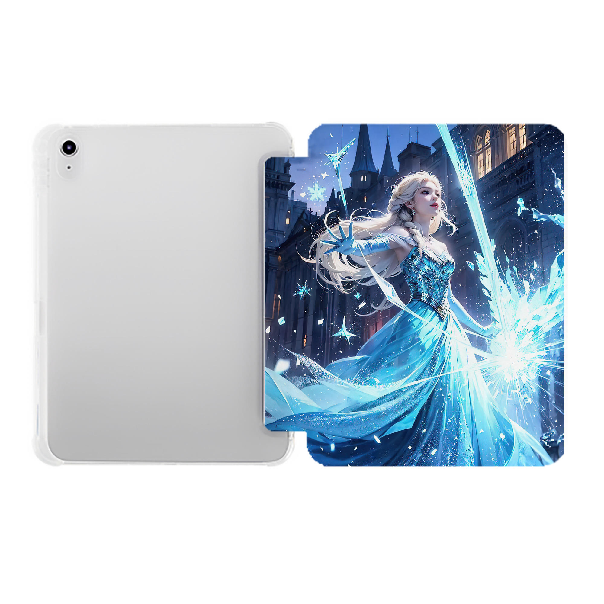 （画像用） アナと雪の女王 アンナ エルサ Frozen Anna Elsa IPad ケース ペン収納付き 三つ折りスタンド PUレザー×シリコン 対応機種9.5/10.5/10.9インチ